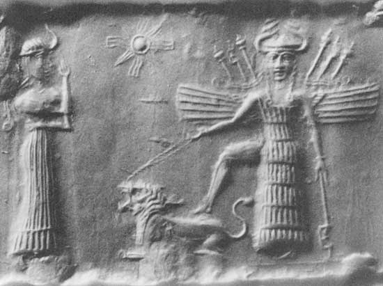 Ancient_Akkadian_Cylindrical_Seal_Depicting_Inanna_and_Ninshubur