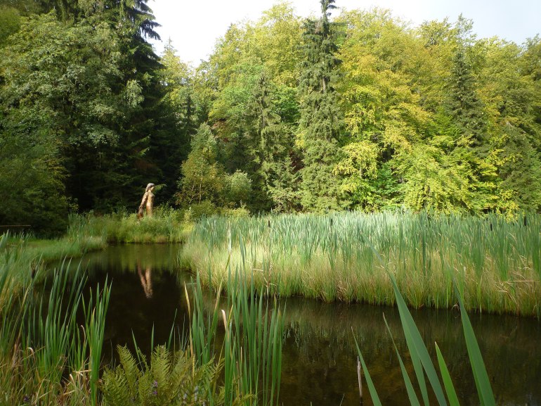 Hoher_Meißner,_Frau_Holle_Teich_mit_Figur_der_Frau_Holle