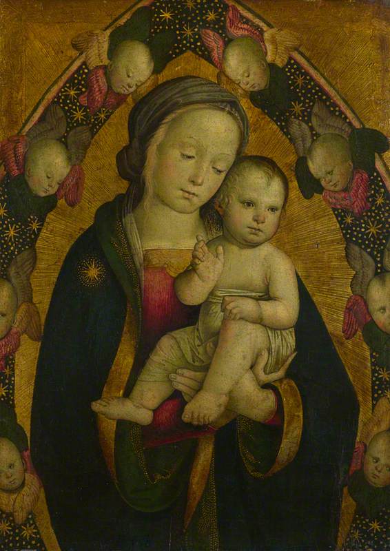 Italian (Roman) School|Italian (Umbrian) School; The Virgin and Child in a Mandorla with Cherubim
